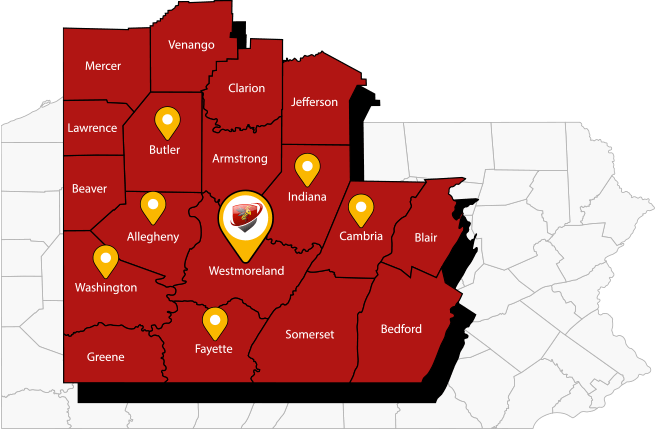 D Bug Pest Service Area Map Western Pennsylvania