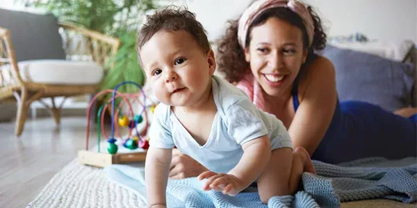 Baby crawling in pest free home