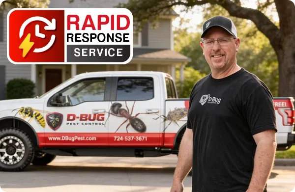 rapid response image, owner standing near company truck