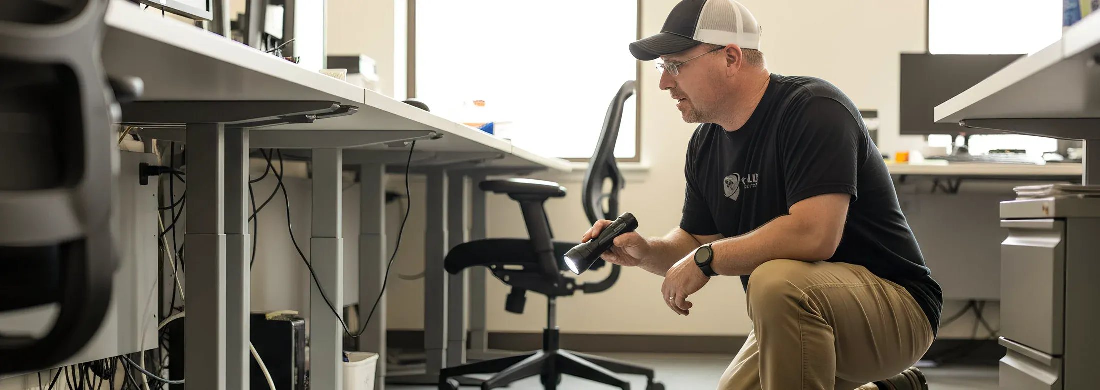 technician inspecting office