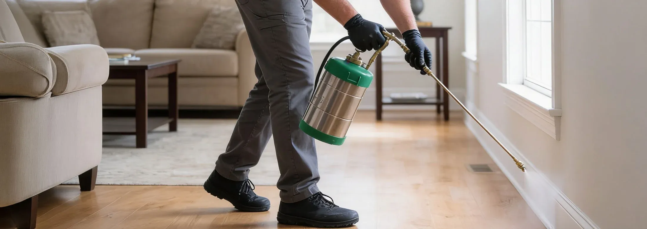technician spraying interior house
